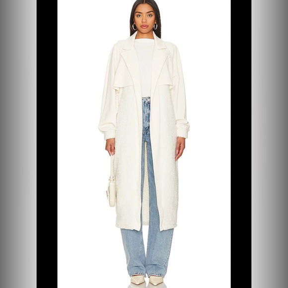 Lanston Sport Sherpa Trench Coat in Cream from Revolve (Worn once)